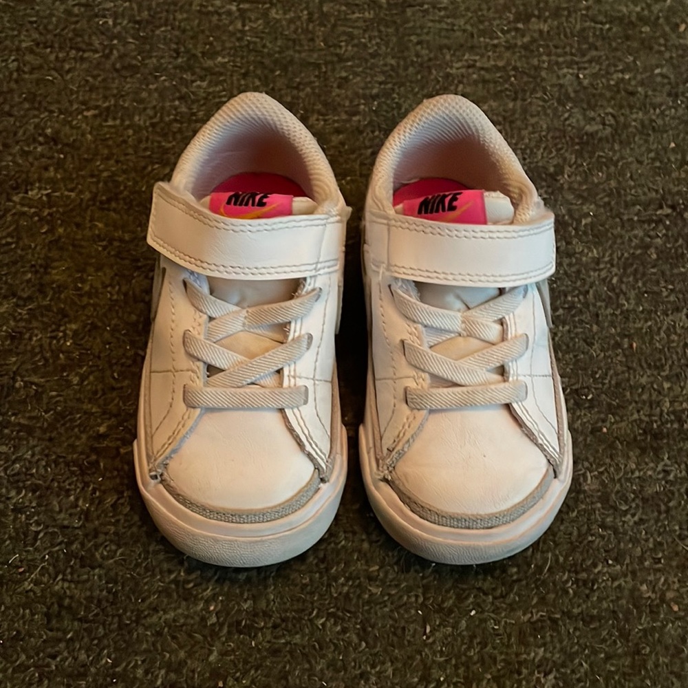 Toddler Girls size 6 bike white and pink sneakers.